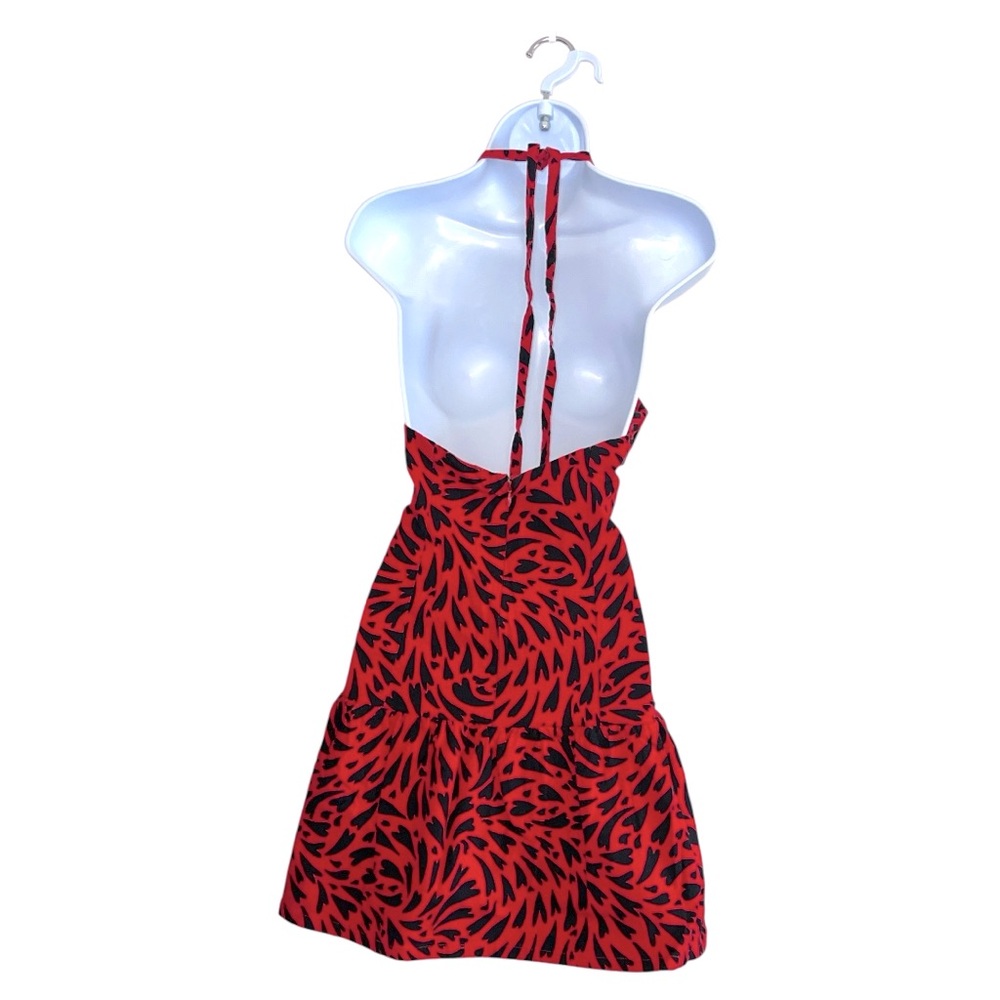 Free People Cecil Halter‎ Mini Dress Red Black Print Size L - Picture 3 of 11